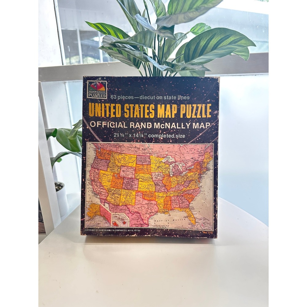 Vintage Rand McNally United States Map Puzzle 63 Pieces Die cut State Lines